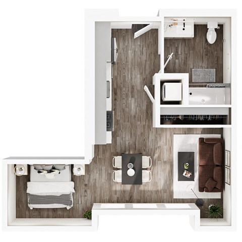Floor plan for studio, 1 bath, 567 sqft